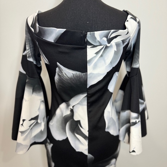 Venus Off Shoulder Black and White Bodycon Dress (XS) - Picture 8 of 10